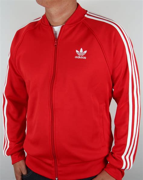 fake adidas tracksuit red white|adidas red tracksuit men.